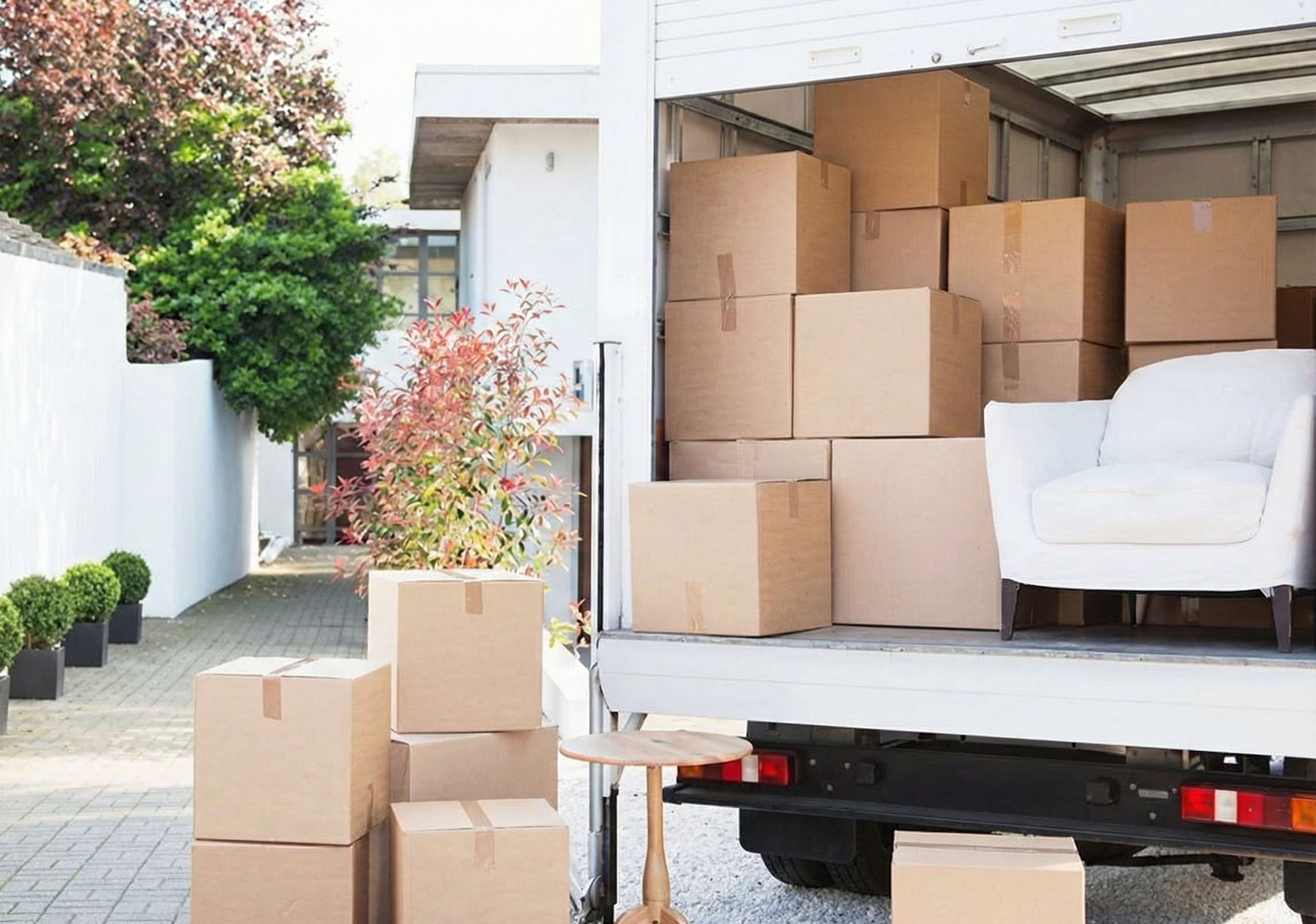 Professional movers loading a truck